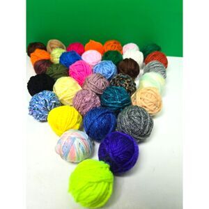 Small Yarn Ball Acrylic Lot X 35 Color Variety Rated 3-4 Destash Craft Sew